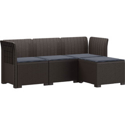 vidaXL Γωνιακός Καναπές Εξωτερικού Χώρου Rattan Μαύρος Μπλε 179x117x70cm 4τμχ 3443933