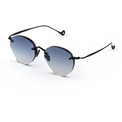 Eyepetizer OXFORD/C.6-51/51 Ανδρικά Γυαλιά Ηλίου Στρογγυλά Μεταλλικά Μαύρα με Μπλε Φακό
