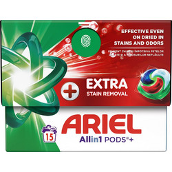Ariel All In 1 Extra Stain Removal Απορρυπαντικό Πλυντηρίου σε Κάψουλες 15 Πλύσεις