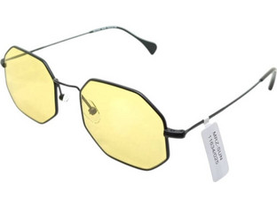 Moritz MZ11634 MJ06 Γυναικεία Γυαλιά Ηλίου Πολυγωνικά Μεταλλικά Μαύρα με Κίτρινο Φακό