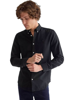 Wrangler Ανδρικό Πουκάμισο Βαμβακερό Μακρυμάνικο Κανονική Γραμμή Μαύρο 112378099