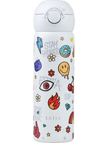 Estia Handy Bottle Save The Aegean Urban Vibes Παιδικό Παγούρι Θερμός Ανοξείδωτο BPA Free Λευκό 470ml