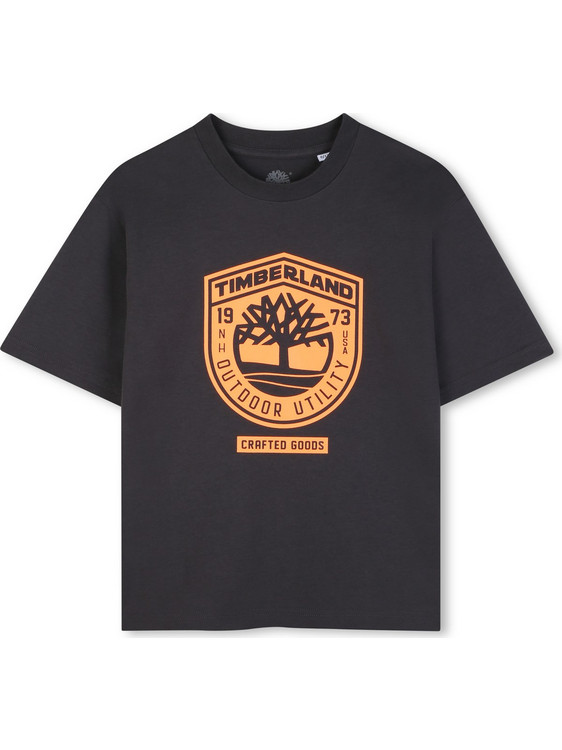 Timberland Παιδικό T-Shirt Κοντομάνικο Μαύρο Πορτοκαλί T60791