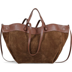 Passaggio Leather Γυναικεία Τσάντα Χειρός Σουέτ Καφέ