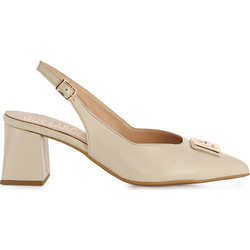 Fratelli Petridi Γόβες Slingback Δερμάτινες με Χοντρό Χαμηλό Τακούνι Μπεζ A8497
