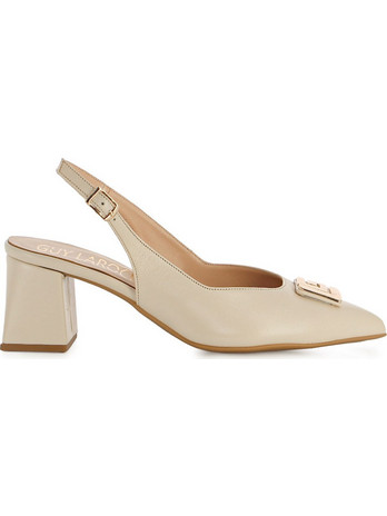 Fratelli Petridi Γόβες Slingback Δερμάτινες με Χοντρό Χαμηλό Τακούνι Μπεζ A8497