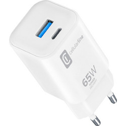 Cellular Line PD65WSMLW Φορτιστής χωρίς Καλώδιο με Θύρα USB-A & Θύρα USB-C 65W Power Delivery