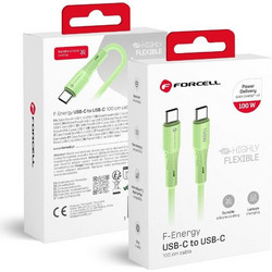 Forcell F-Energy C347 USB-C to USB-C 100W 1m Green 5903396395444
