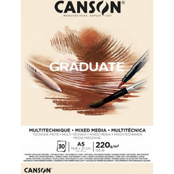 Canson Graduate Μπλοκ Σχεδίου A5 Mixed Media 220gr/m² 30 Κρεμ Φύλλα