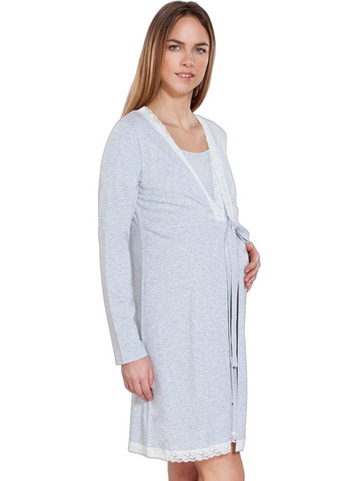 Prenatal Ρόμπα Εγκυμοσύνης & Θηλασμού Χειμωνιάτικη Γκρι 565109