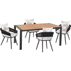 HomeMarkt Camden Σετ Τραπεζαρία Κήπου Αλουμίνιο 5τμχ Μαύρο HM11000.01