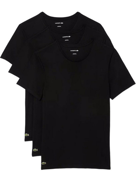 Lacoste Κοντομάνικα Ανδρικά Φανελάκια Βαμβακερά Σετ 3Pack Μαύρα TH9007-031