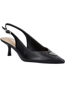 Guess Γόβες Slingback Δερμάτινες με Λεπτό Χαμηλό Τακούνι Μαύρες FLT2CKLEA05