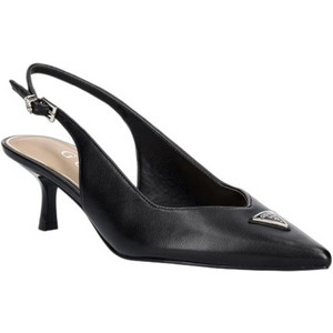 Guess Γόβες Slingback Δερμάτινες με Λεπτό Χαμηλό Τακούνι Μαύρες FLT2CKLEA05