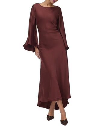 Vero Moda Midi Φόρεμα για Γάμο / Βάπτιση Σατέν Καφέ 10348524