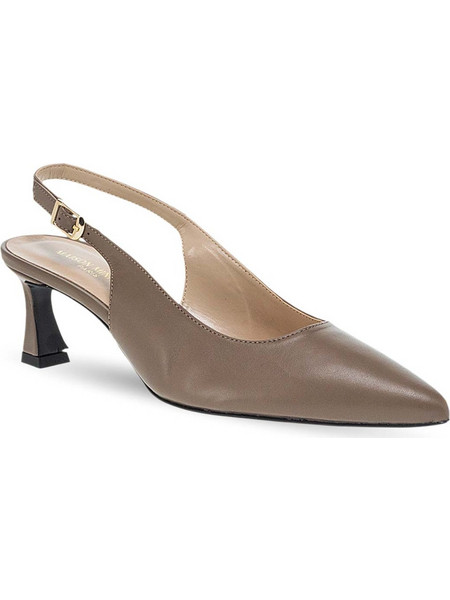 Maison Minrelle Γόβες Slingback Δερμάτινες με Λεπτό Χαμηλό Τακούνι Καφέ 10634013