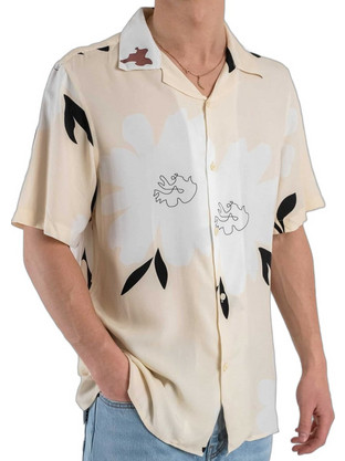 OVER-D Camicia Ανδρικό Πουκάμισο Κοντομάνικο Μπεζ