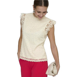 Lace Γυναικείο Καλοκαιρινό Top Εκρού 15371696