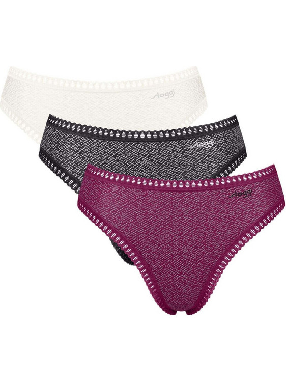 Sloggi GO Crush Βαμβακερά Ψηλόμεσα Γυναικεία Slip 3Pack 10219672-M014