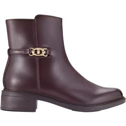 Clarks Γυναικεία Μποτάκια Αστραγάλου Δερμάτινα Μπορντό με Χοντρό Χαμηλό Τακούνι 26320214