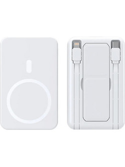 Sunix Wireless Magsafe Power Bank 10000mAh 22.5W με Ενσωματωμένα Καλώδια USB-C & Lightning White 70041363