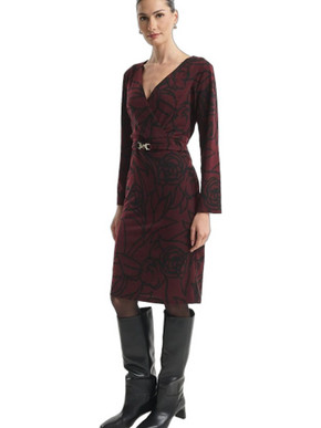 Fibes Fashion Mini Βραδινό Φόρεμα Πλεκτό Μπορντό 05-9732N