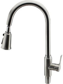 Veluda Stretch 3IN1 Μπαταρία Κουζίνας Πάγκου Διπλής Παροχής Ανάμεικτη με Ντουζ Inox