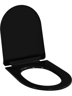 vidaXL Καπάκι Λεκάνης D-Shape Πλαστικό Soft Close Μαύρο 145018