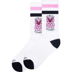 American Socks Fxck Humans Ανδρικές Κάλτσες Ψηλές με Σχέδια Λευκές AS405
