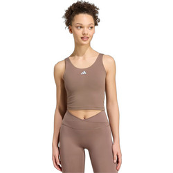 Adidas 3-Stripes Studio All Me Γυναικείο Αθλητικό Crop Top Καφέ KX3164