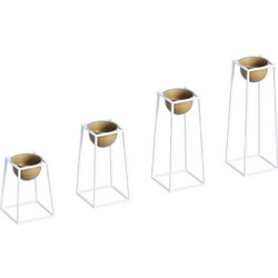 Aberto Design Κασπώ Δαπέδου Εσωτερικού Χώρου Μεταλλικό με Βάση Λευκό Χρυσό 22x60cm 4τμχ 247HFM1167