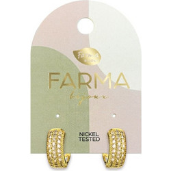 Farma Bijoux Γυναικεία Σκουλαρίκια Κρίκοι από Ορείχαλκο Xρυσά με Ζιργκόν BECG886