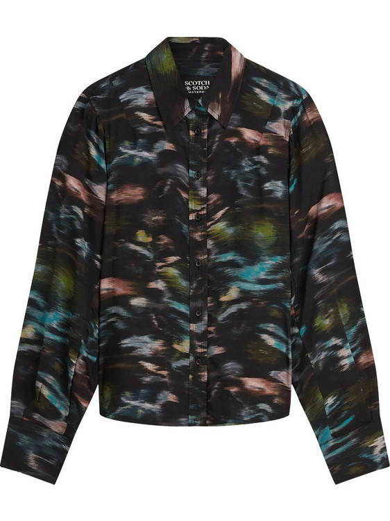 Scotch & Soda Μακρυμάνικο Γυναικείο Πουκάμισο Μαύρο U9B01726T