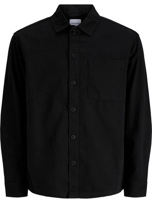 Jack & Jones Ανδρικό Πουκάμισο Βαμβακερό Μακρυμάνικο Κανονική Γραμμή Overshirt Μαύρο 12298582