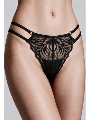 Milena By Paris Γυναικείο Sexy String με Δαντέλα Μαύρο 6990