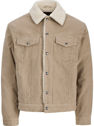 Jack & Jones Ανδρικό Μπουφάν Χειμωνιάτικο Κοτλέ Μπεζ 12304485