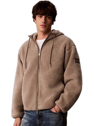 Calvin Klein Badge Sherpa Ανδρική Ζακέτα και Φερμουάρ Καφέ LV04RH272G-HMT