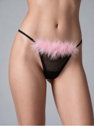 Milena By Paris Γυναικείο Sexy String Μαύρο Ροζ 7772
