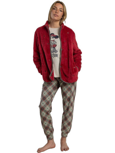 Admas Disney Mini Mouse Γυναικεία Ρόμπα Χειμωνιάτικη Fleece Μπορντό
