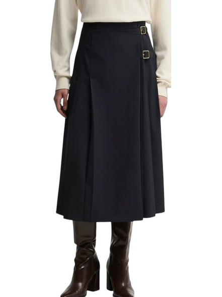 Barbour Μίντι Φούστα Υφασμάτινη Ψηλόμεση Μαύρη LSK0174