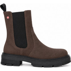 Robinson Γυναικεία Μποτάκια Chelsea Suede Σοκολατί με Χοντρό Χαμηλό Τακούνι 114700