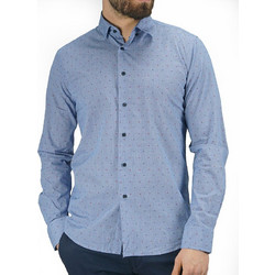 Explorer Ανδρικό Πουκάμισο Βαμβακερό Μακρυμάνικο Slim Fit Μπλε 1721105019