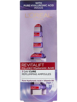 L'Oreal Paris Revitalift Filler Ampoules Αντιγηραντικό Ενυδατικό Serum Προσώπου για Ανάπλαση & Σύσφιξη με Υαλουρονικό 7x1.3ml