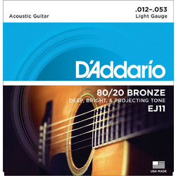 D'Addario EJ11 Σετ 6 Χορδές Ακουστικής Κιθάρας 80/20 Bronze 12-53" Light Tension