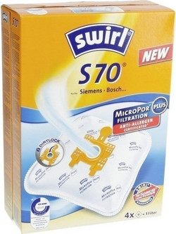 Swirl S70 Σακούλες Σκούπας 4τμχ Συμβατές με Σκούπα Bosch / Siemens / Ufesa