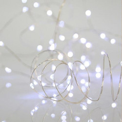 Χριστουγεννιάτικα 100 led ψυχρό λευκό φως mini slim λαμπάκια (φωτάκια) με ασημί καλώδιο χαλκού σε σειρά σταθερά 1500cm στεγανά IP44