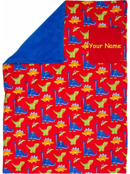 Stephen Joseph All Over Print Dino Κουβέρτα Αγκαλιάς Fleece 92x127 Λευκή Κόκκινη