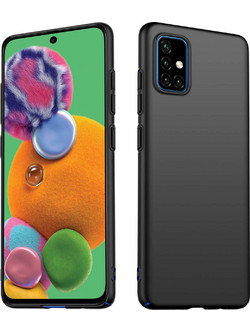 Samsung Galaxy A51 - Anti-slip Liquid Silicone Gel Rubber Bumper Case with Soft Microfiber Lining Cushion Slim Hard Shell- Black