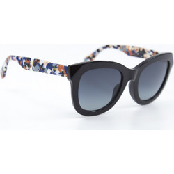 Fendi FF 0204FS 5MBHD Γυναικεία Γυαλιά Ηλίου Τετράγωνα Κοκάλινα Μαύρα με Μαύρο Polarized Φακό