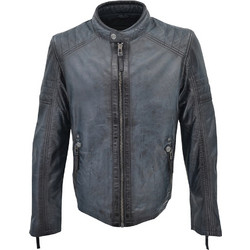 Leather 100 Ανδρικό Μπουφάν Δερμάτινο Navy Μπλε 01-M-SB-2061
